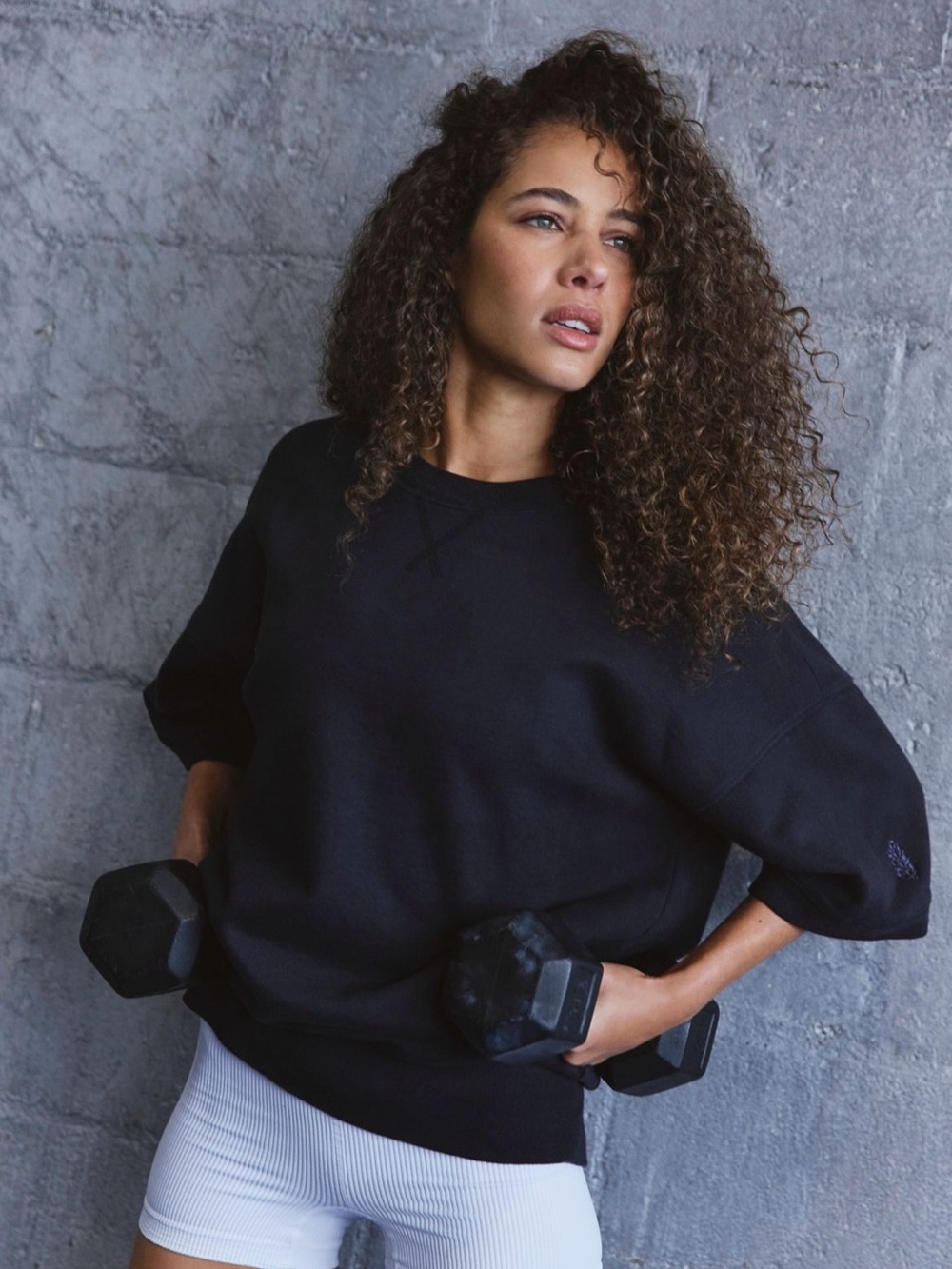 NWT FREE PEOPLE MOVEMENT For The Win Short Sleeve Sweatshirt | Black MSRP $78